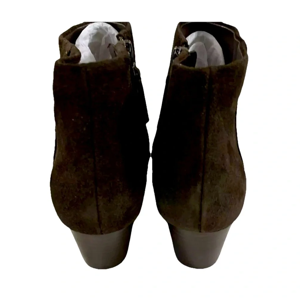 Banana Republic Everyday Ankle Boot Dark Chocolate Size 10.5 New Side Zip Suede